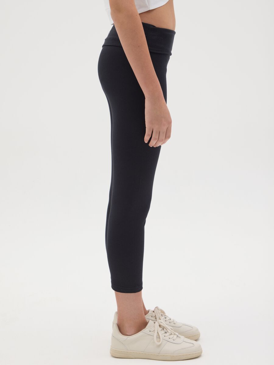 Girls’ black skinny-fit leggings in stretch cotton_3