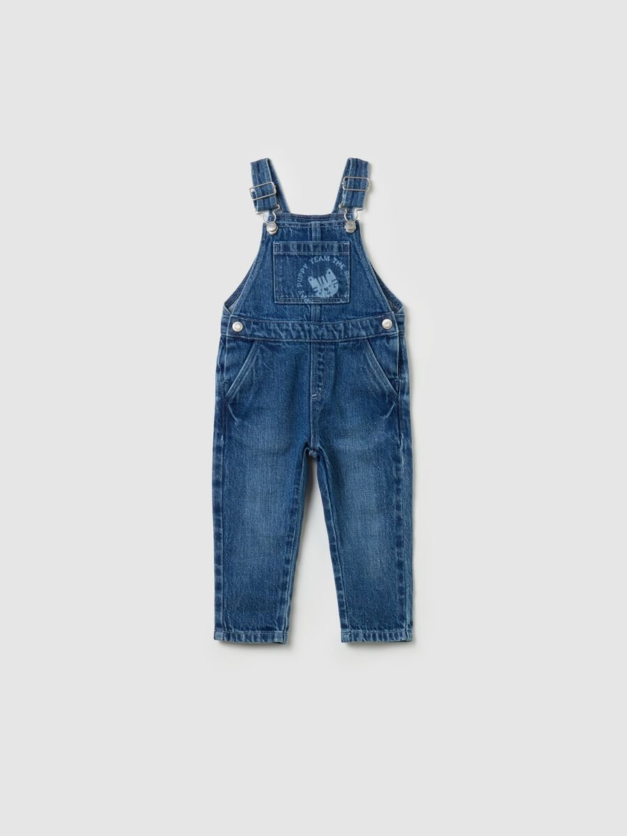 Denim dungarees with tiger print_0