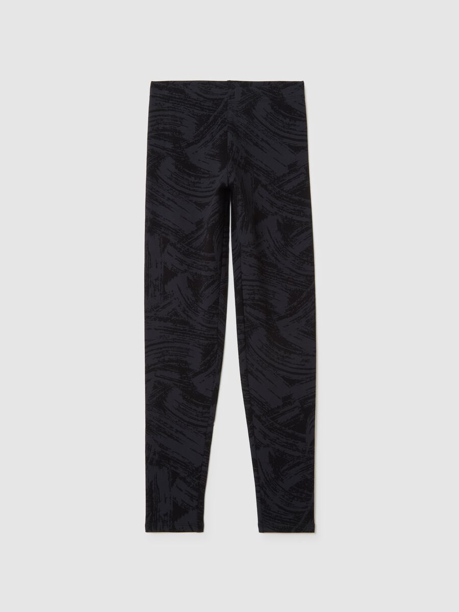 Leggings skinny da ragazza in misto cotone neri_3