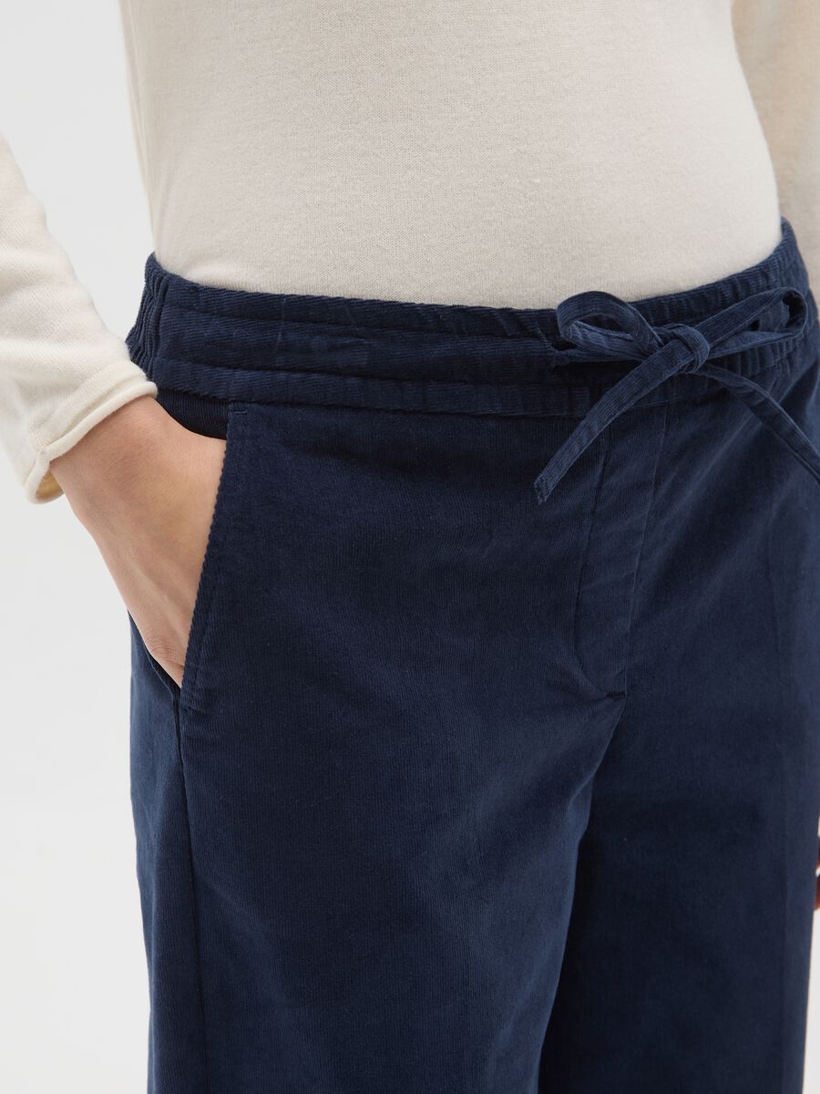 Blue Stretch Cotton Trousers Regular Fit_3