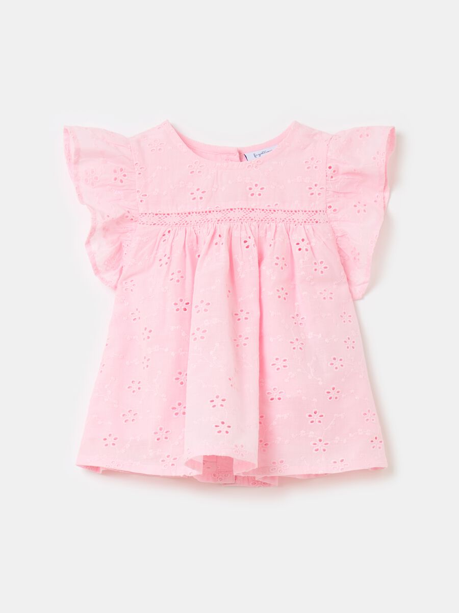 Blouse in cotton broderie anglaise_0