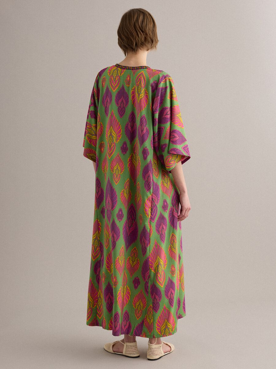 Green viscose-blend midi dress with print_2