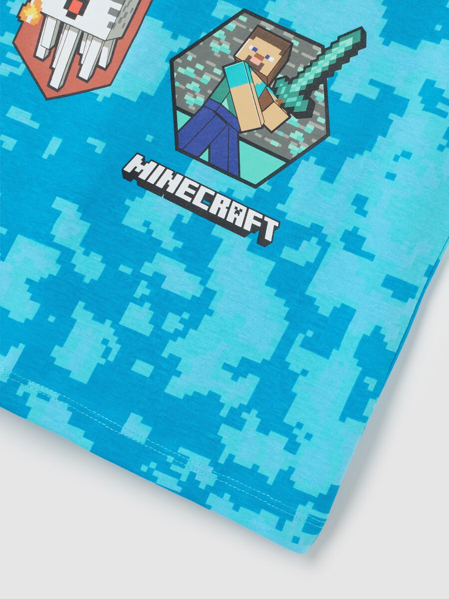 Children's sleeveless shirt in sky blue pure cotton with Minecraft print_3