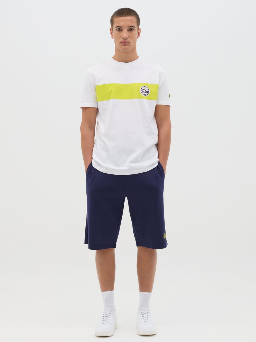 Dark blue Bermuda joggers with logo_0
