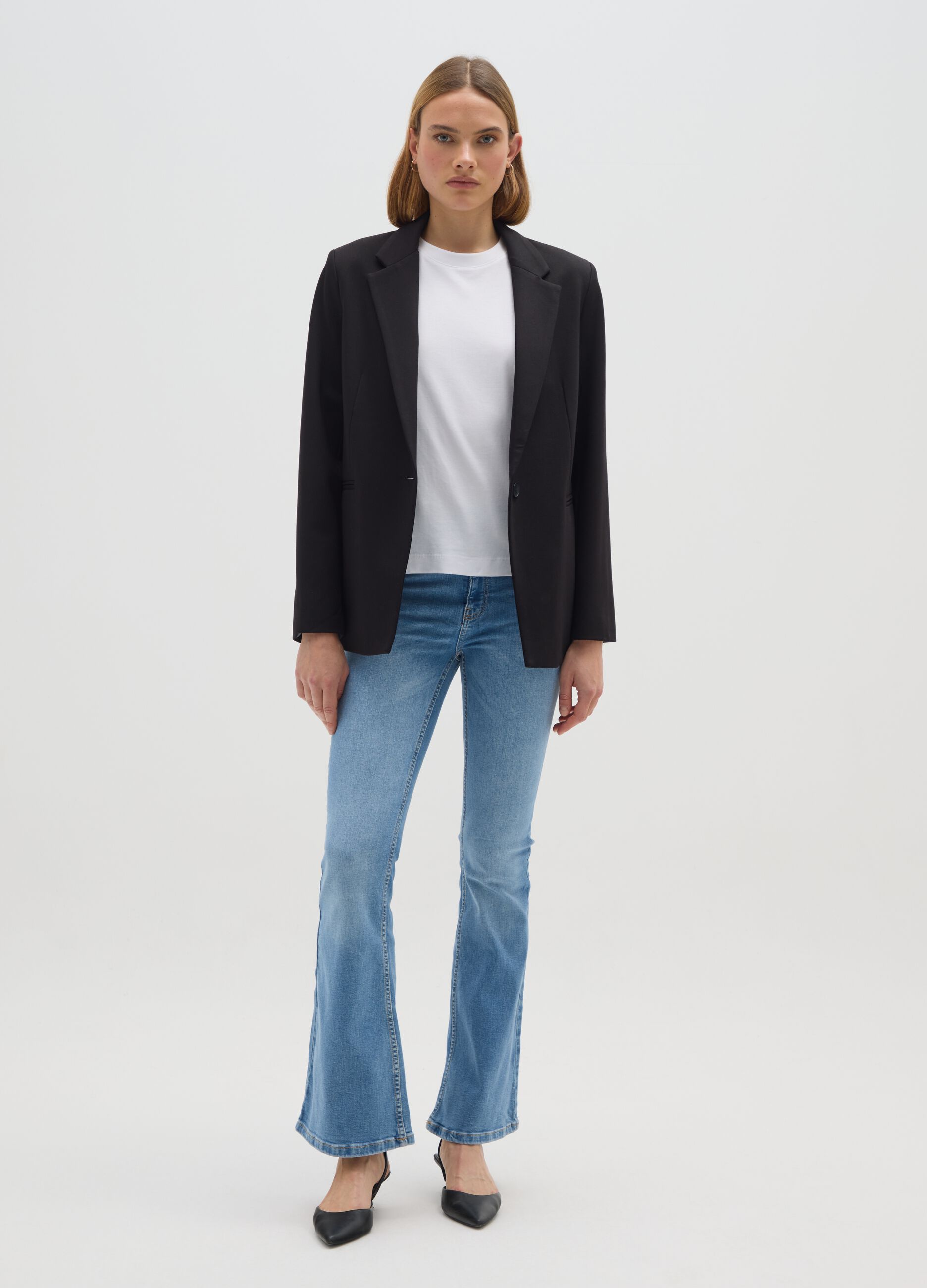 Blue Flare Jeans in Stretch Denim