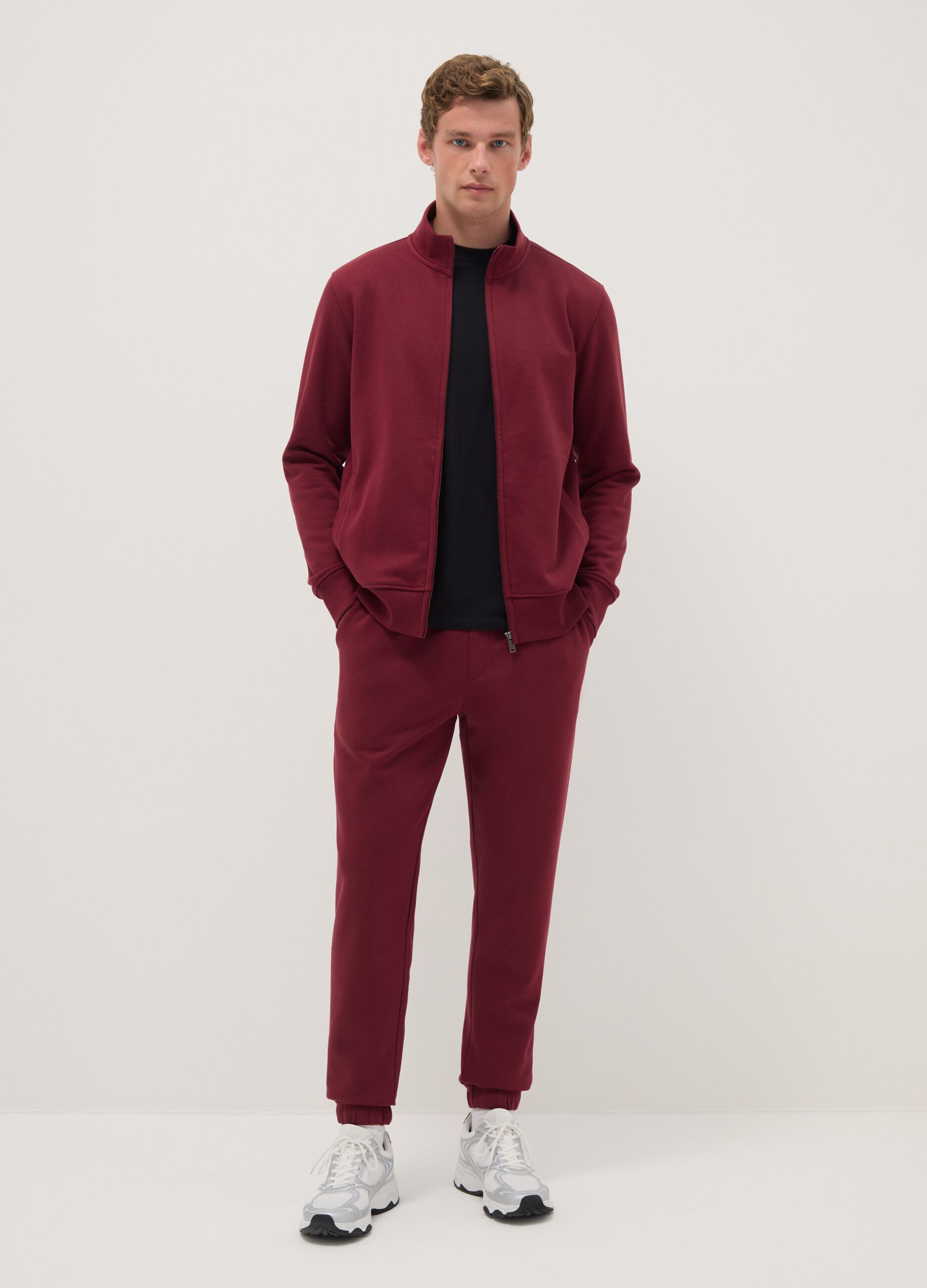 Red regular fit jogger trousers in cotton blend