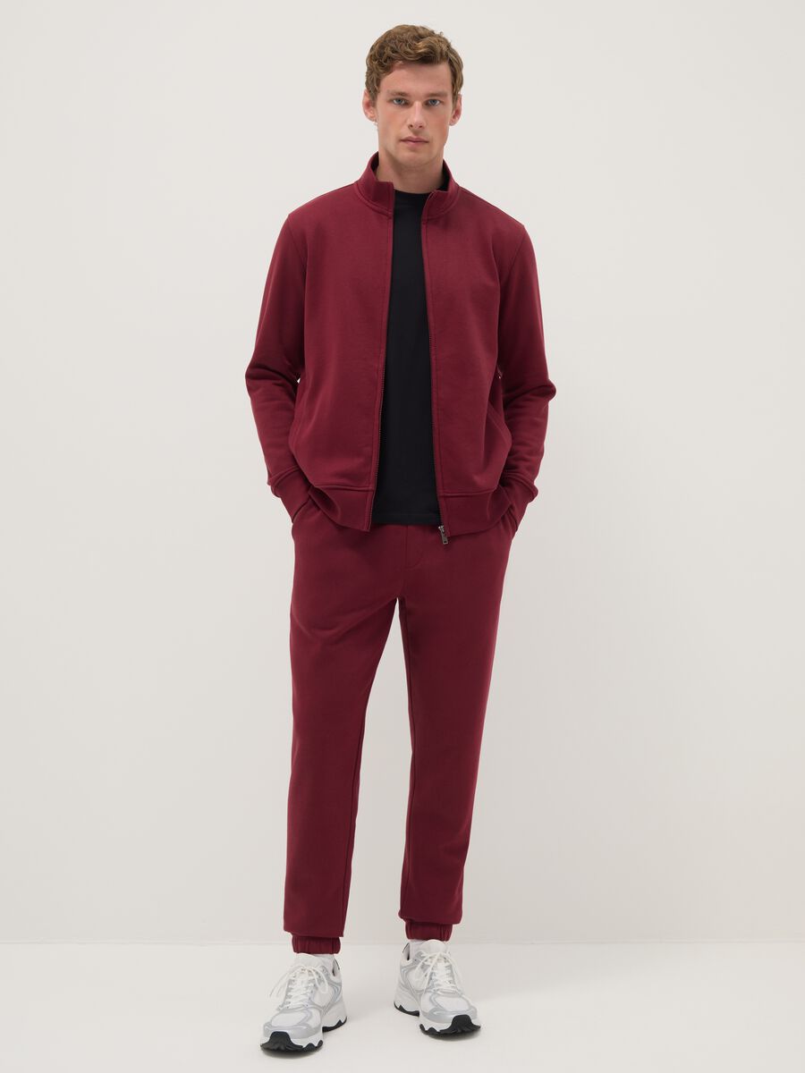 Red regular fit jogger trousers in cotton blend_0