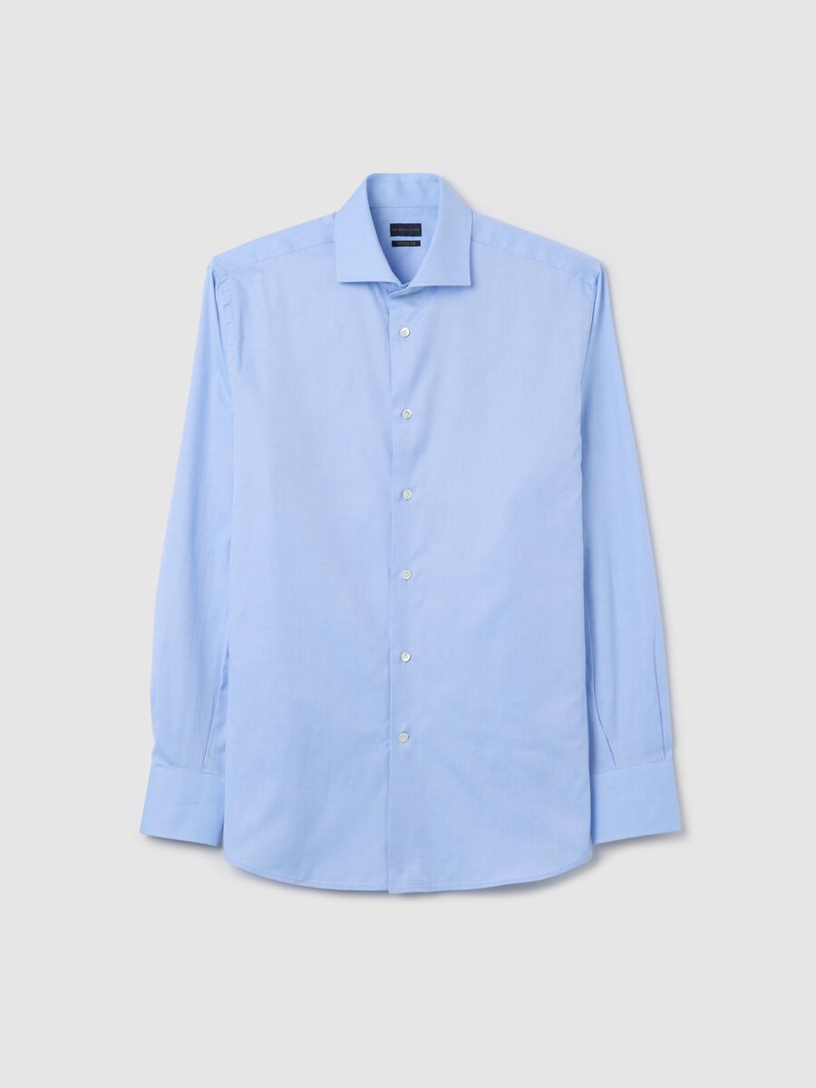 Men’s light blue regular-fit shirt in 100% cotton with cutaway collar_4