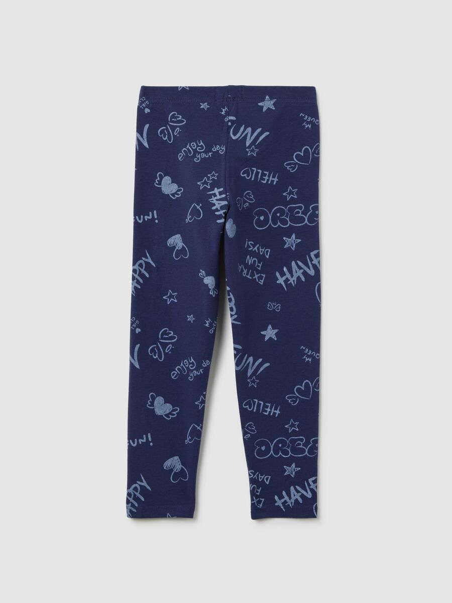 Girls' blue stretch cotton leggings_1