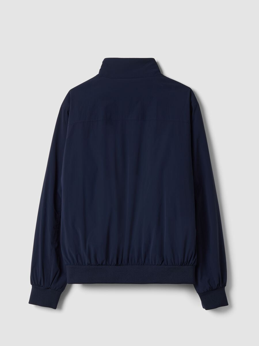 Giubbotto blu in tessuto elasticizzato con zip_2