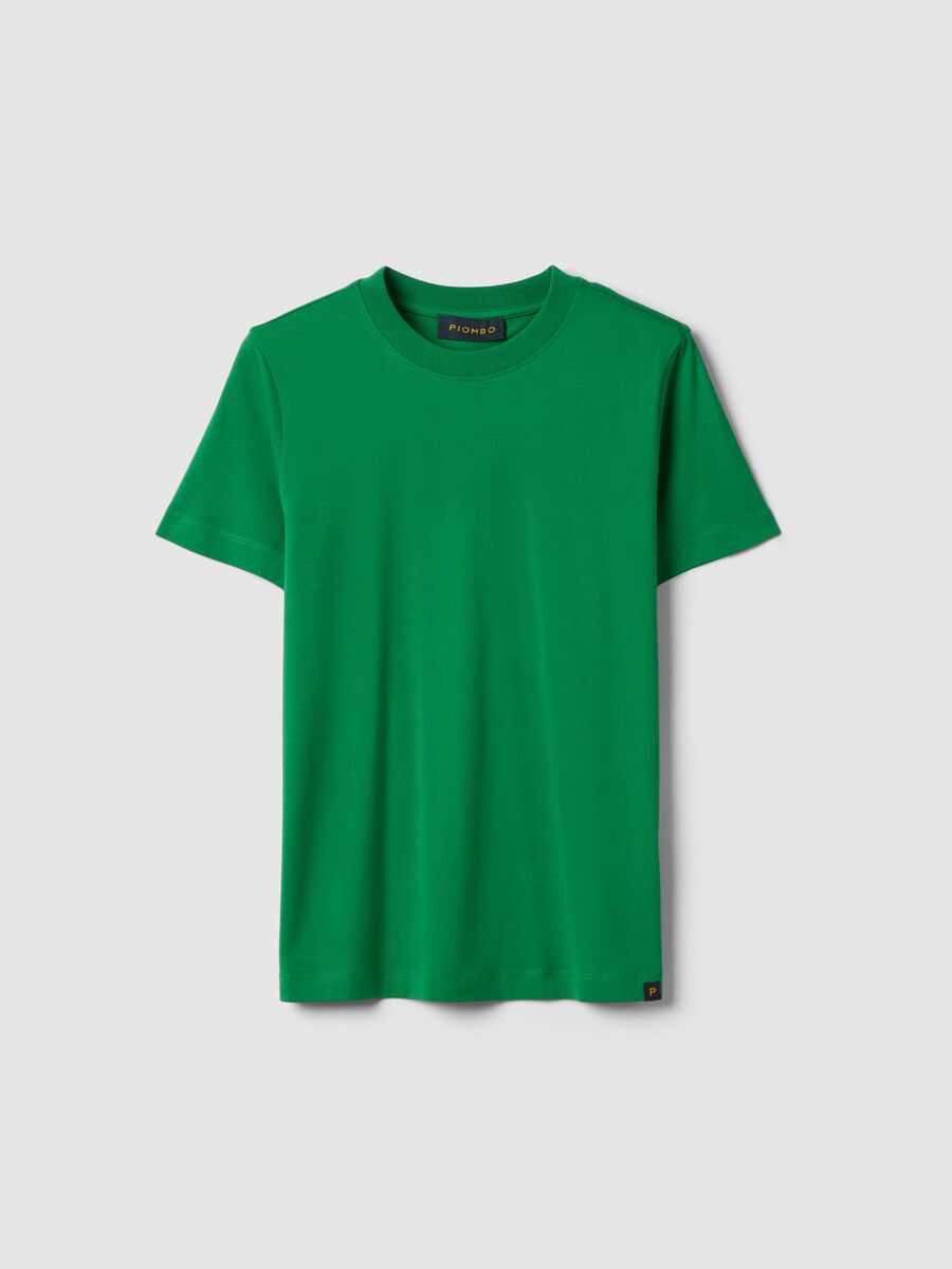 T-shirt girocollo in puro cotone verde regular fit_4