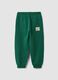 Green pure cotton jogger trousers with elasticated waist for boys_4