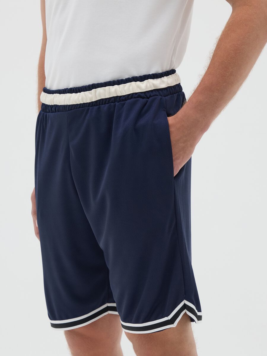 Men's Blue Relaxed Fit Fabric Shorts_2