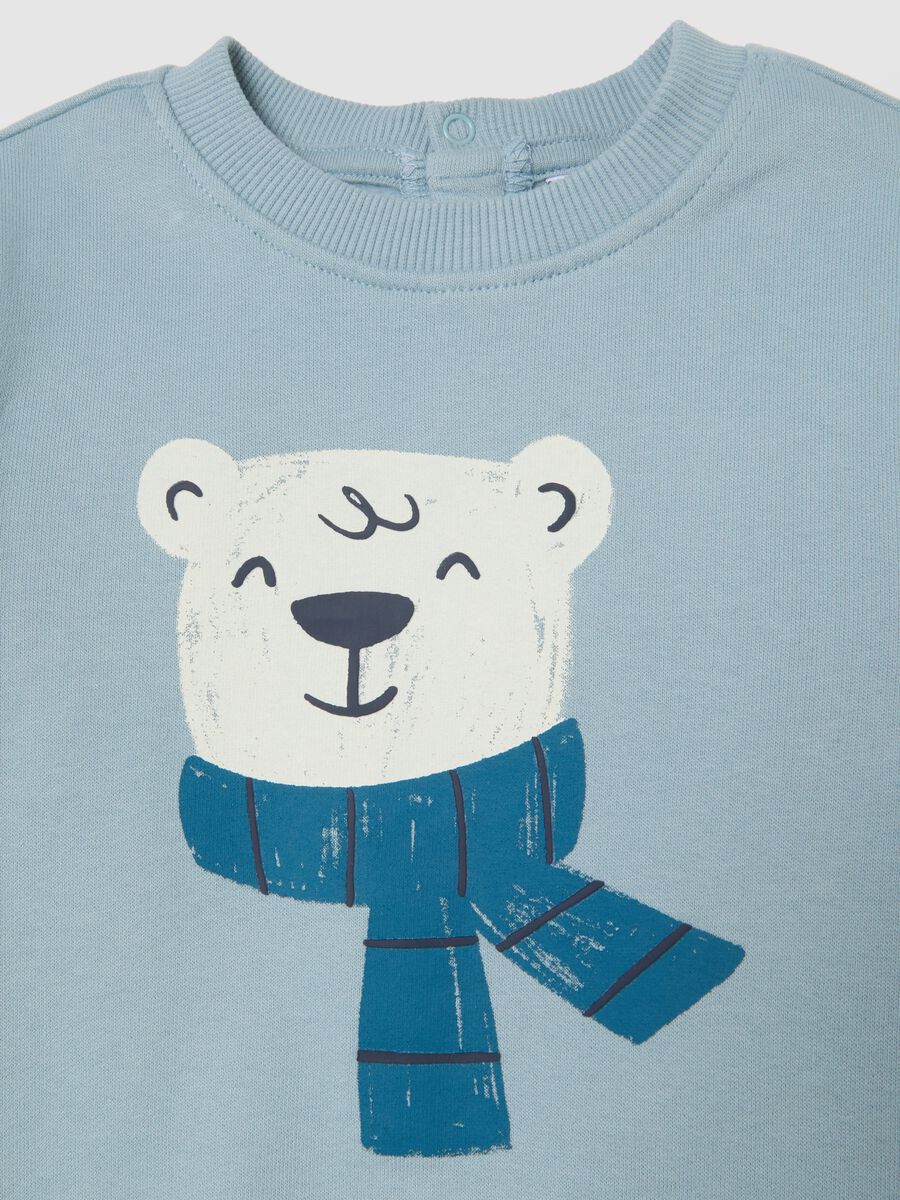 Blue cotton toddler set featuring a bear design_2