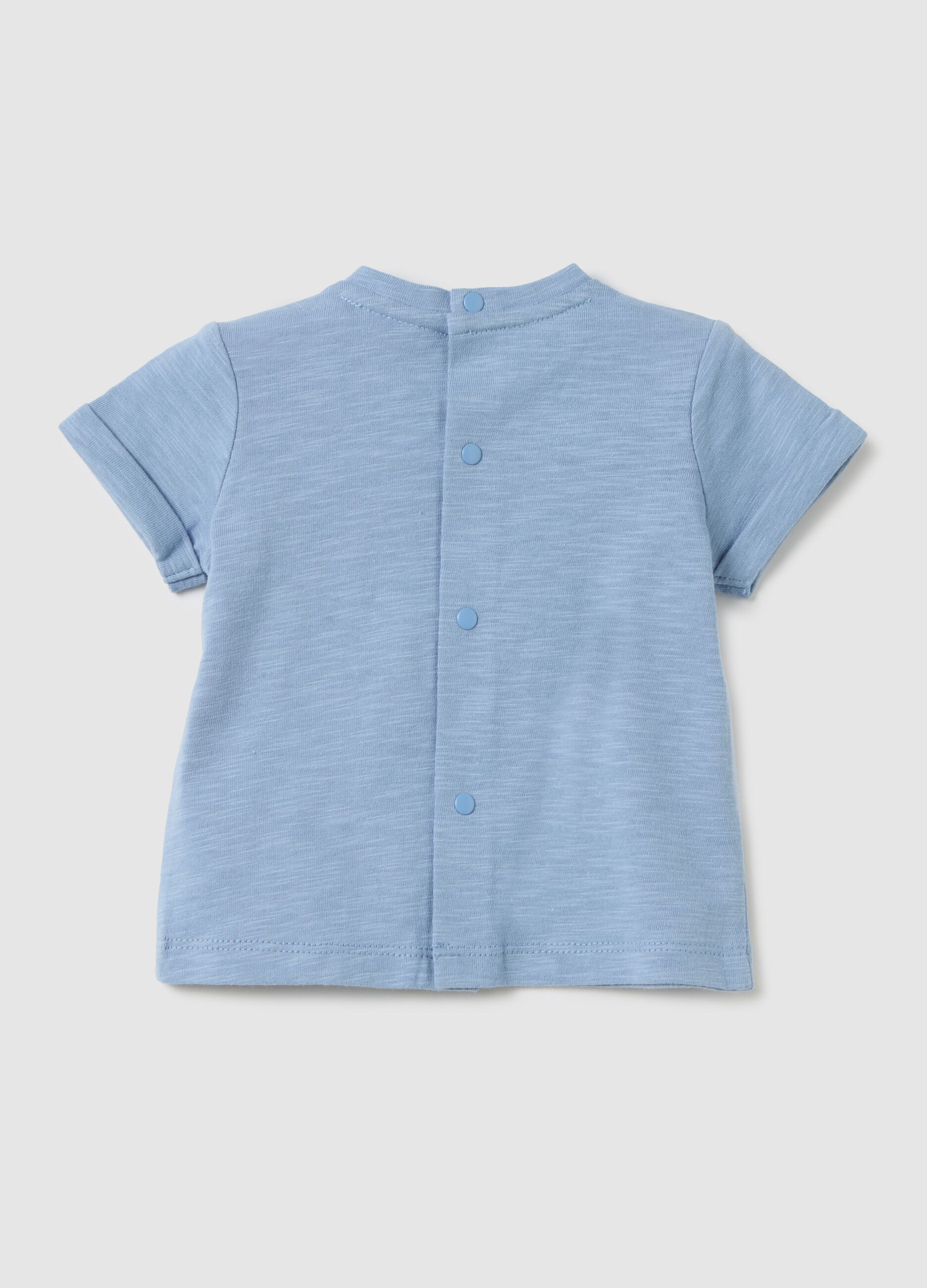 T-shirt da bambino in puro cotone azzurro regular fit con stampa