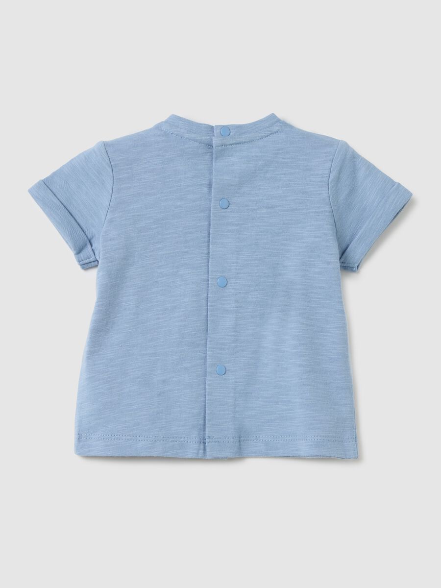 Short sleeve blue T-shirt with Peek-a-boo print_1