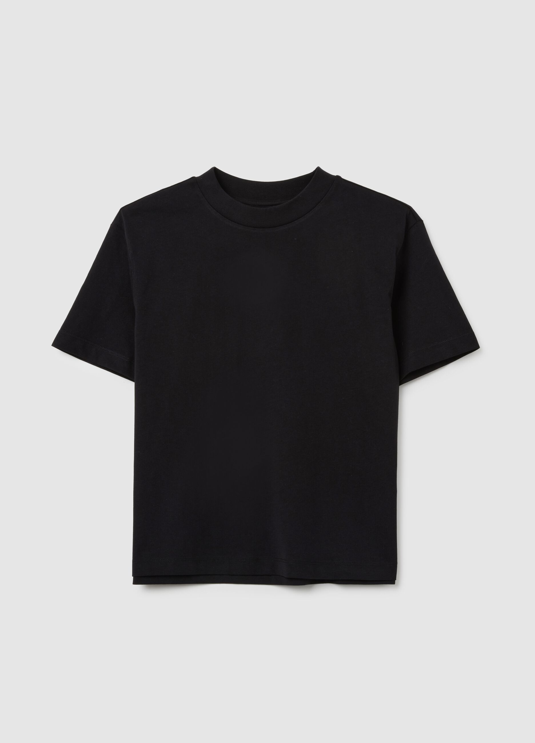 Women's black pure cotton regular fit T-shirt
