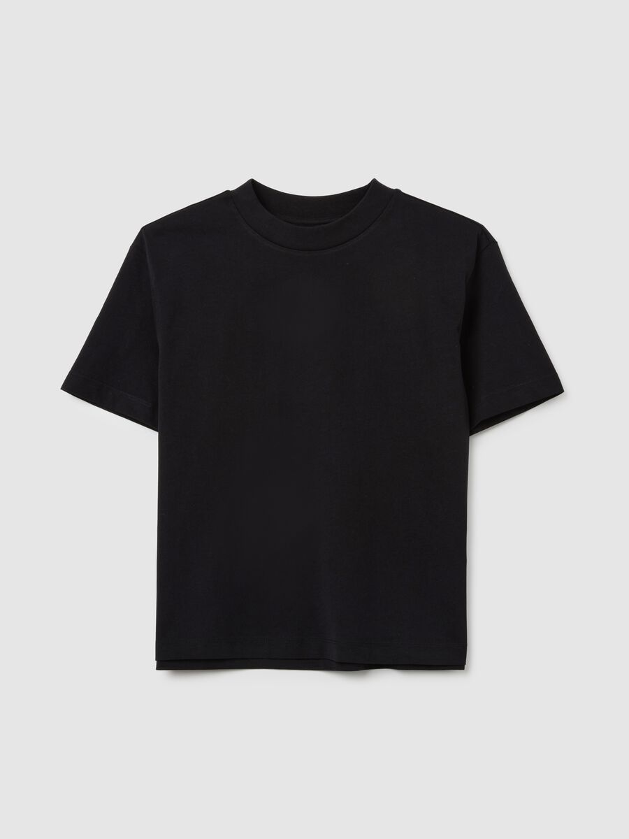 Women's black pure cotton regular fit T-shirt_0