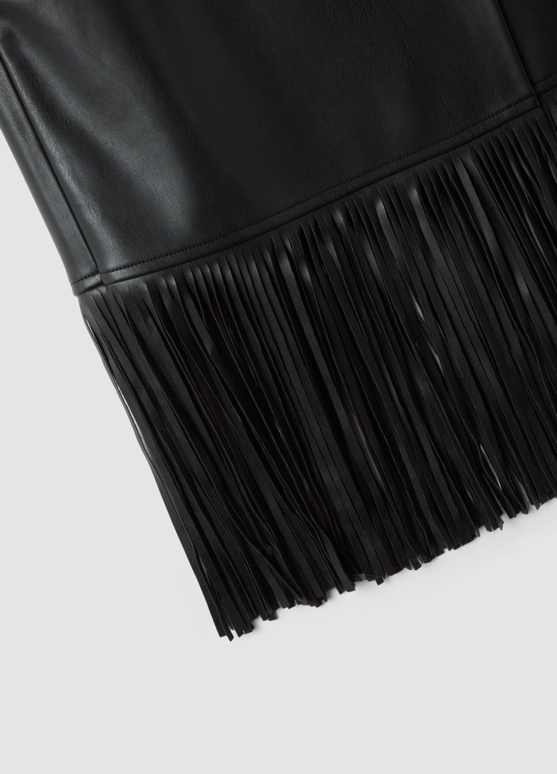 Black midi skirt with fringe hem