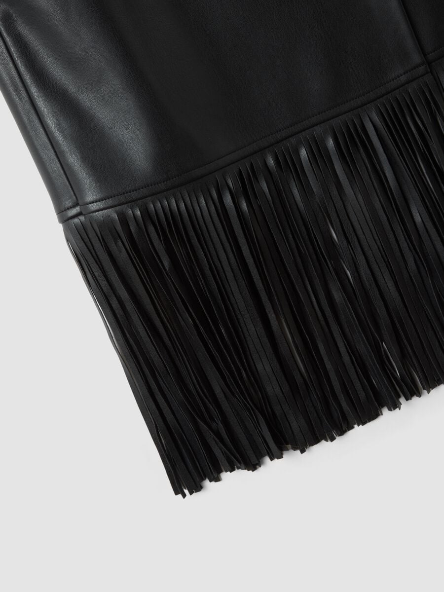 Black midi skirt with fringe hem_5
