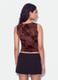 Top fitted rosso in tessuto elasticizzato con fantasia floreale_2
