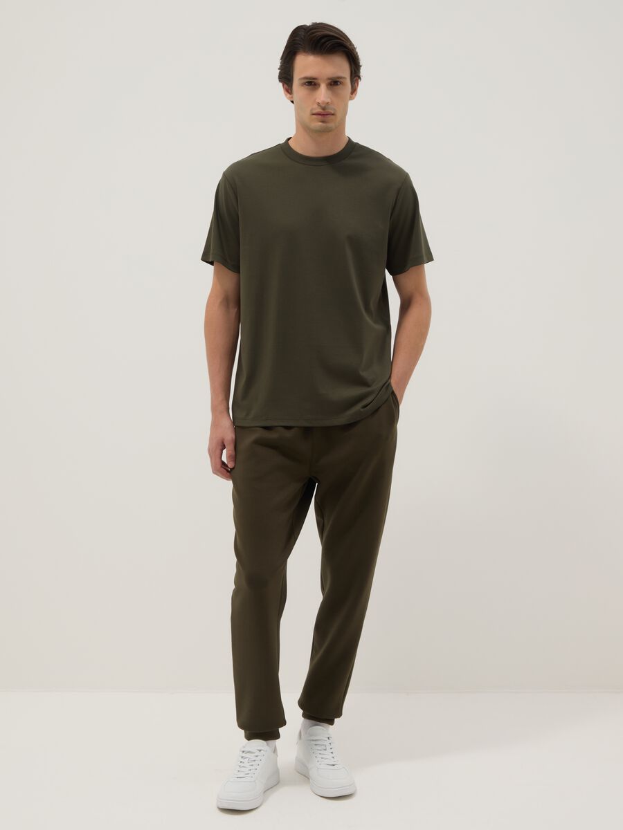 T-shirt girocollo in puro cotone verde regular fit_1