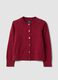 Red cotton-blend crew-neck cardigan, regular fit, for girls_0