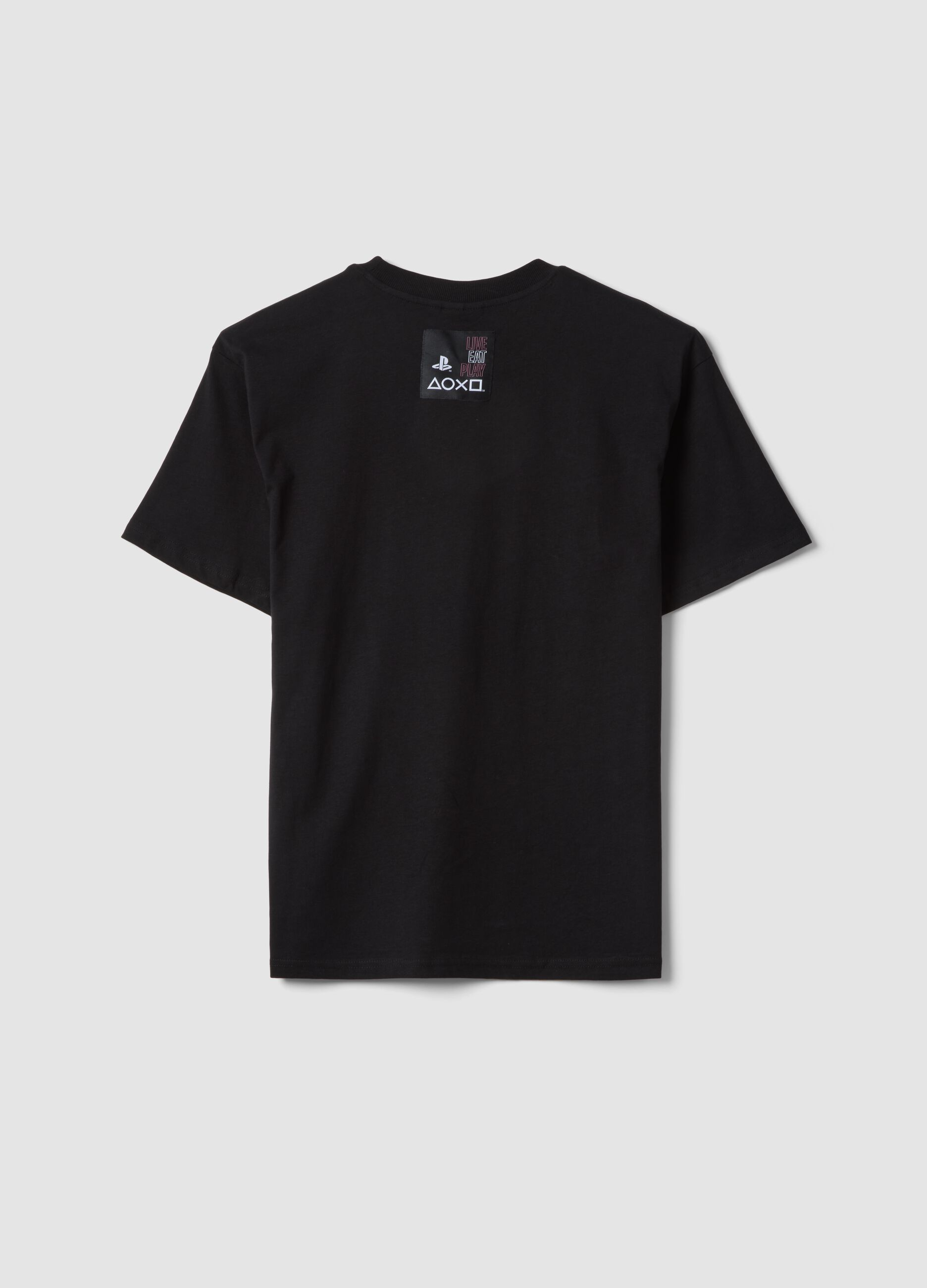 Boys&rsquo; black PlayStation logo T-shirt in 100% cotton, relaxed fit