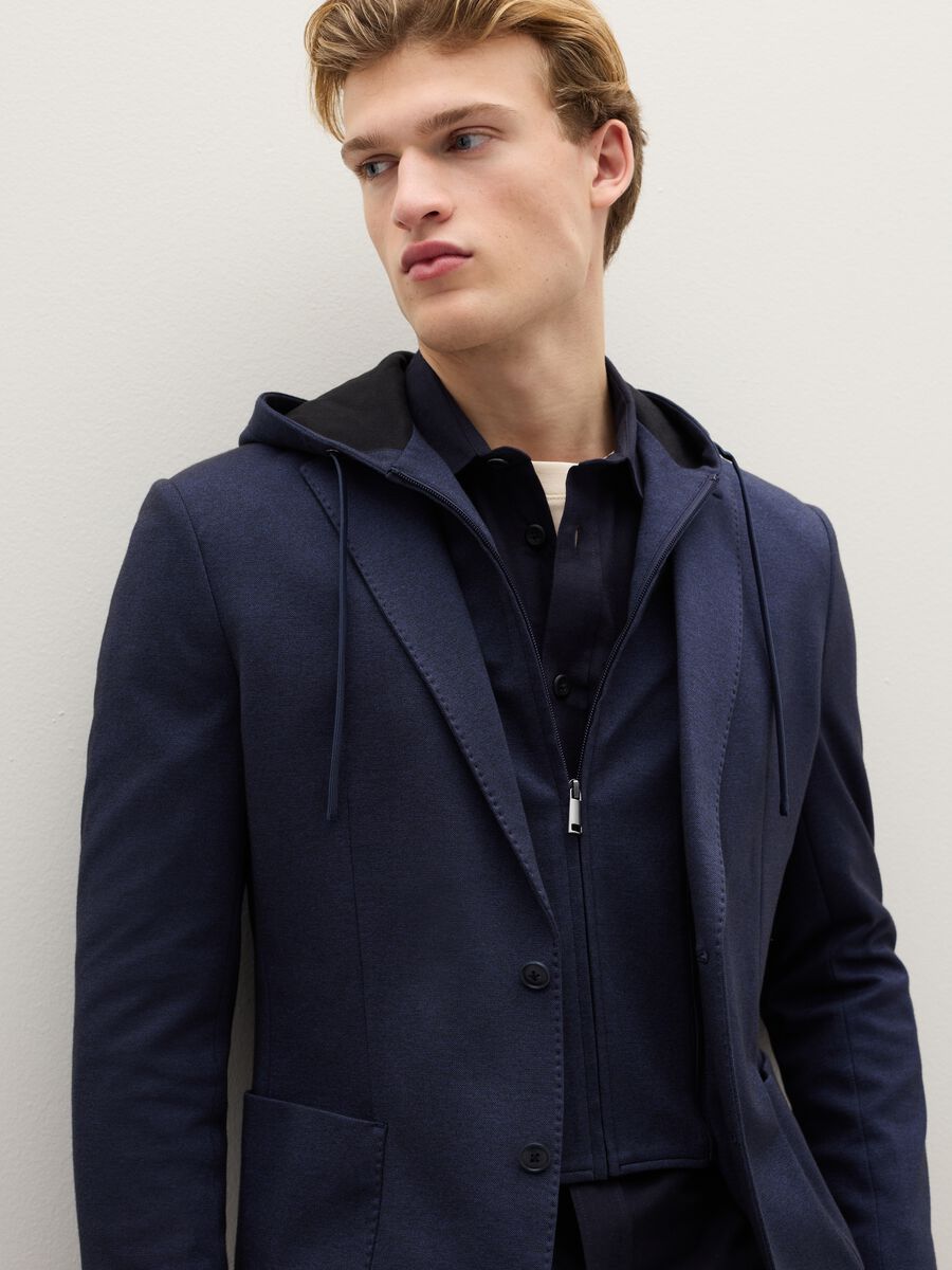 Blazer in misto cotone blu regular fit_3