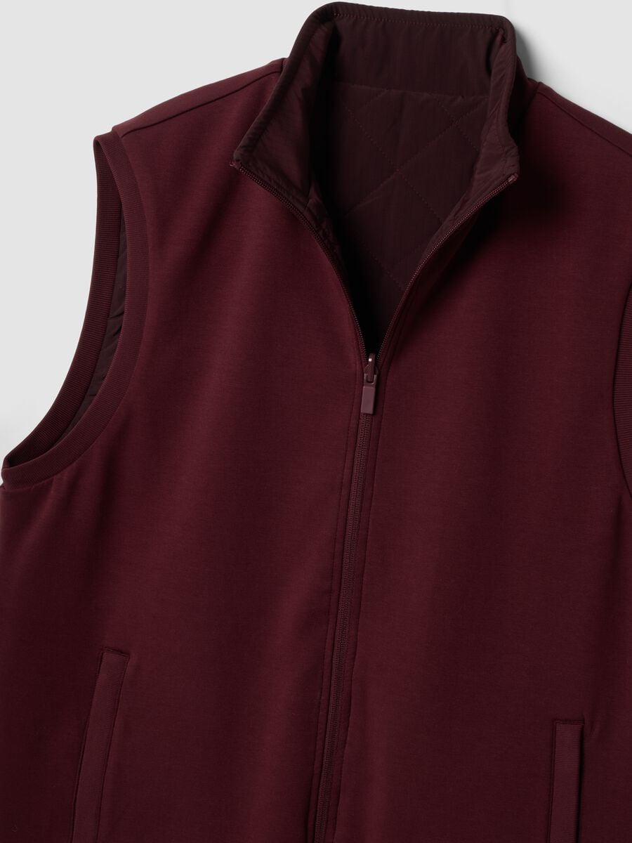 Gilet reversibile rosso in cotone elasticizzato con colletto regular fit_2