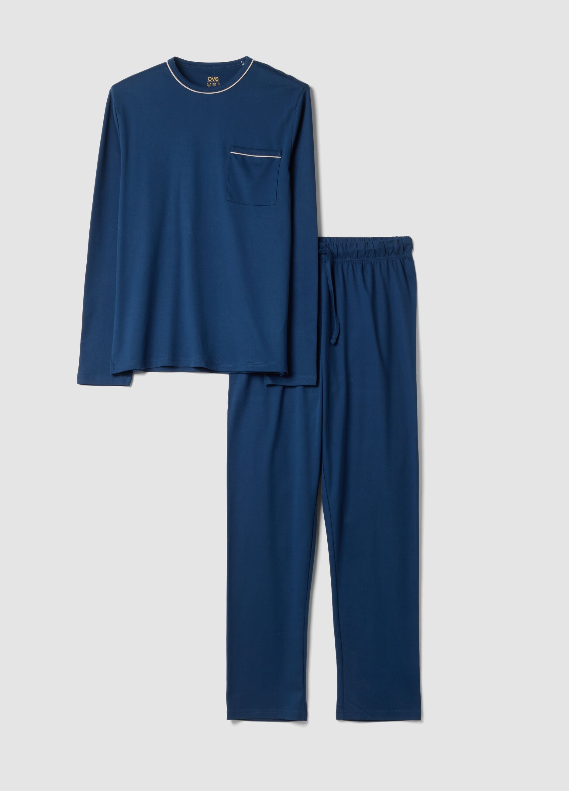 Pigiama blu in puro cotone organico con girocollo