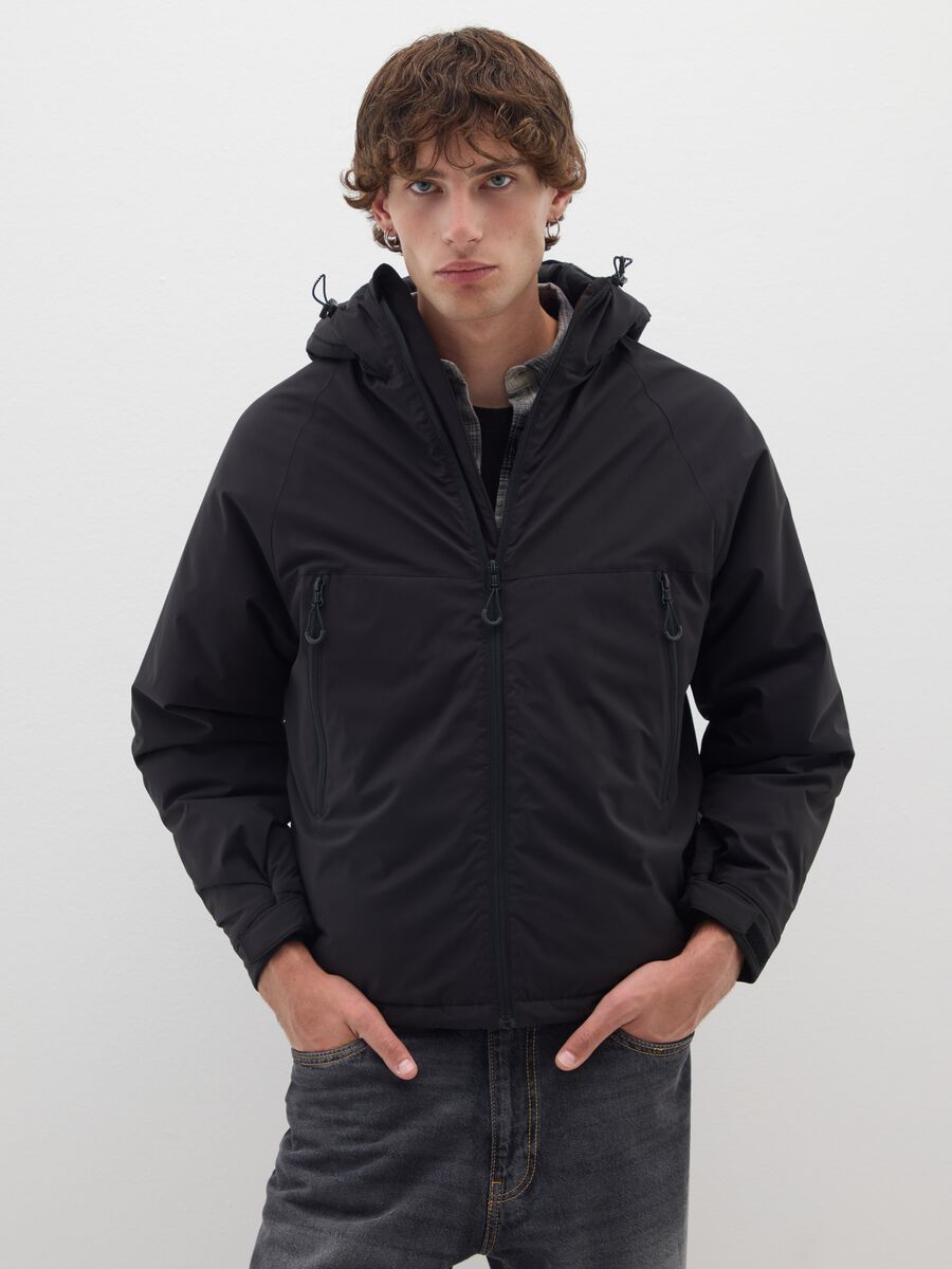 Black winter jacket regular fit_0