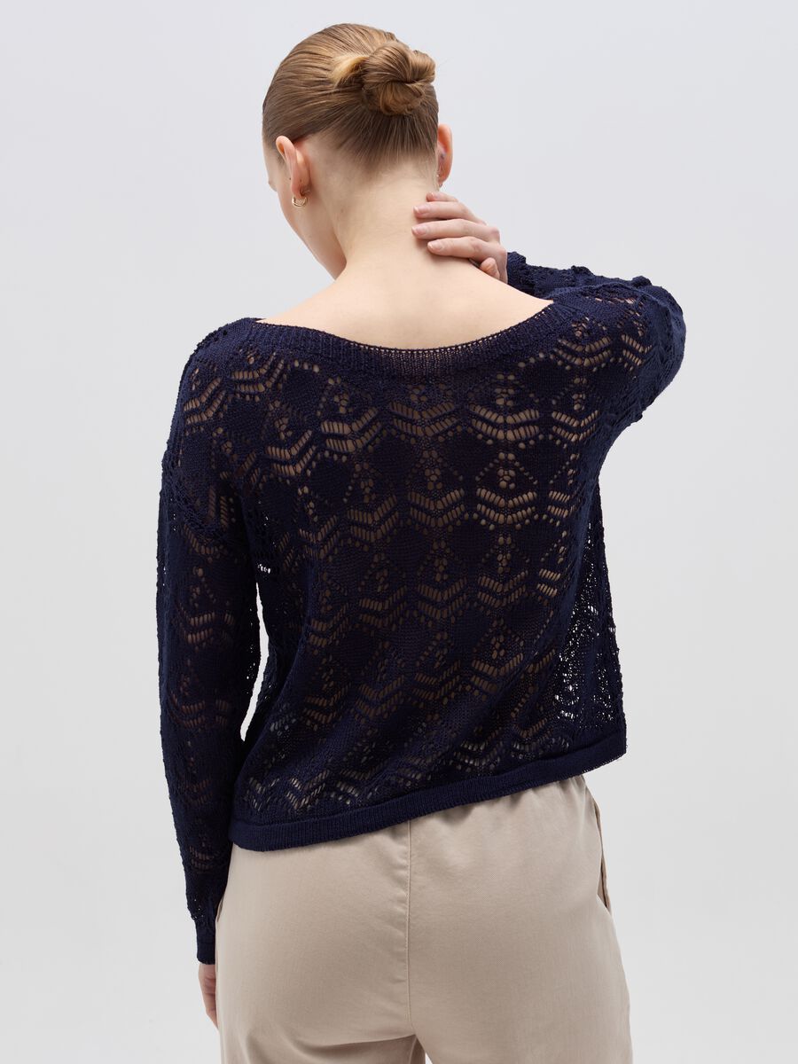 Pullover with openwork geometric weave_2