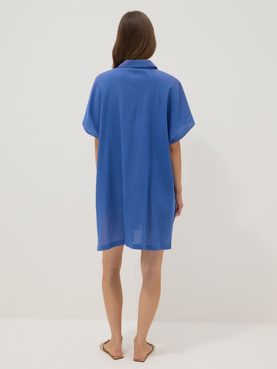 Caftano blu in puro cotone_3