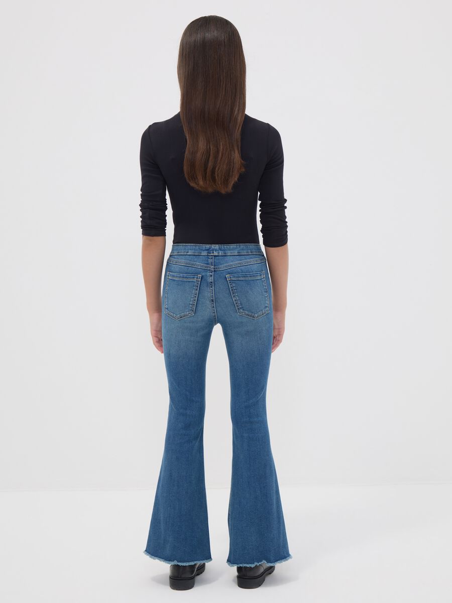 Jeggings blu flare in cotone e viscosa elasticizzata per ragazza_1