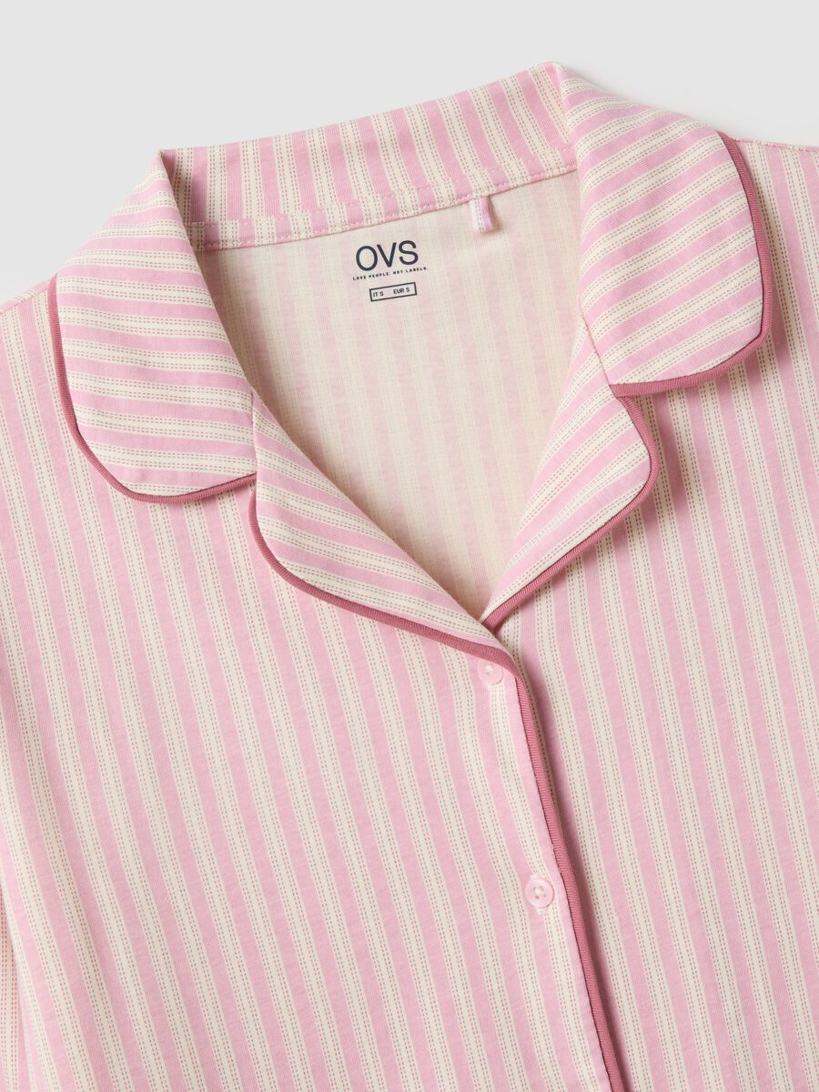 Multicolour striped pyjamas in pure cotton regular fit with V-neck_5