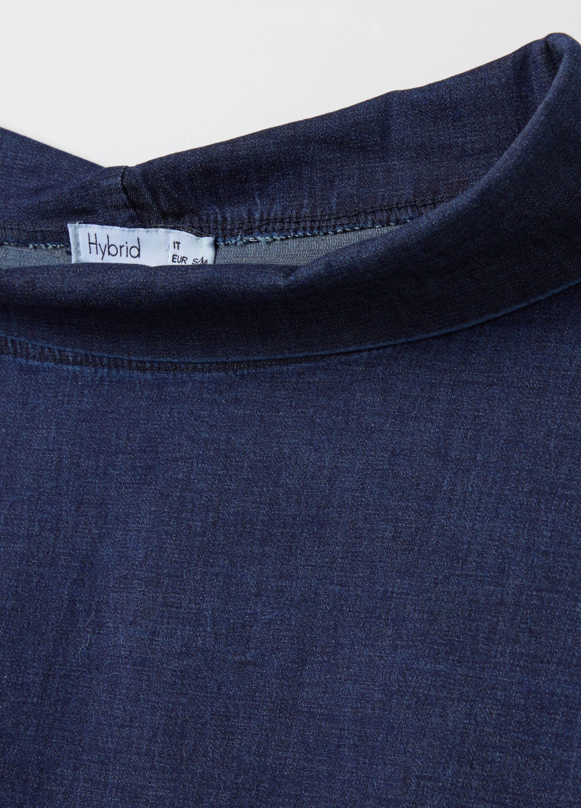 Blue Long Sleeve Stretch Cotton Top