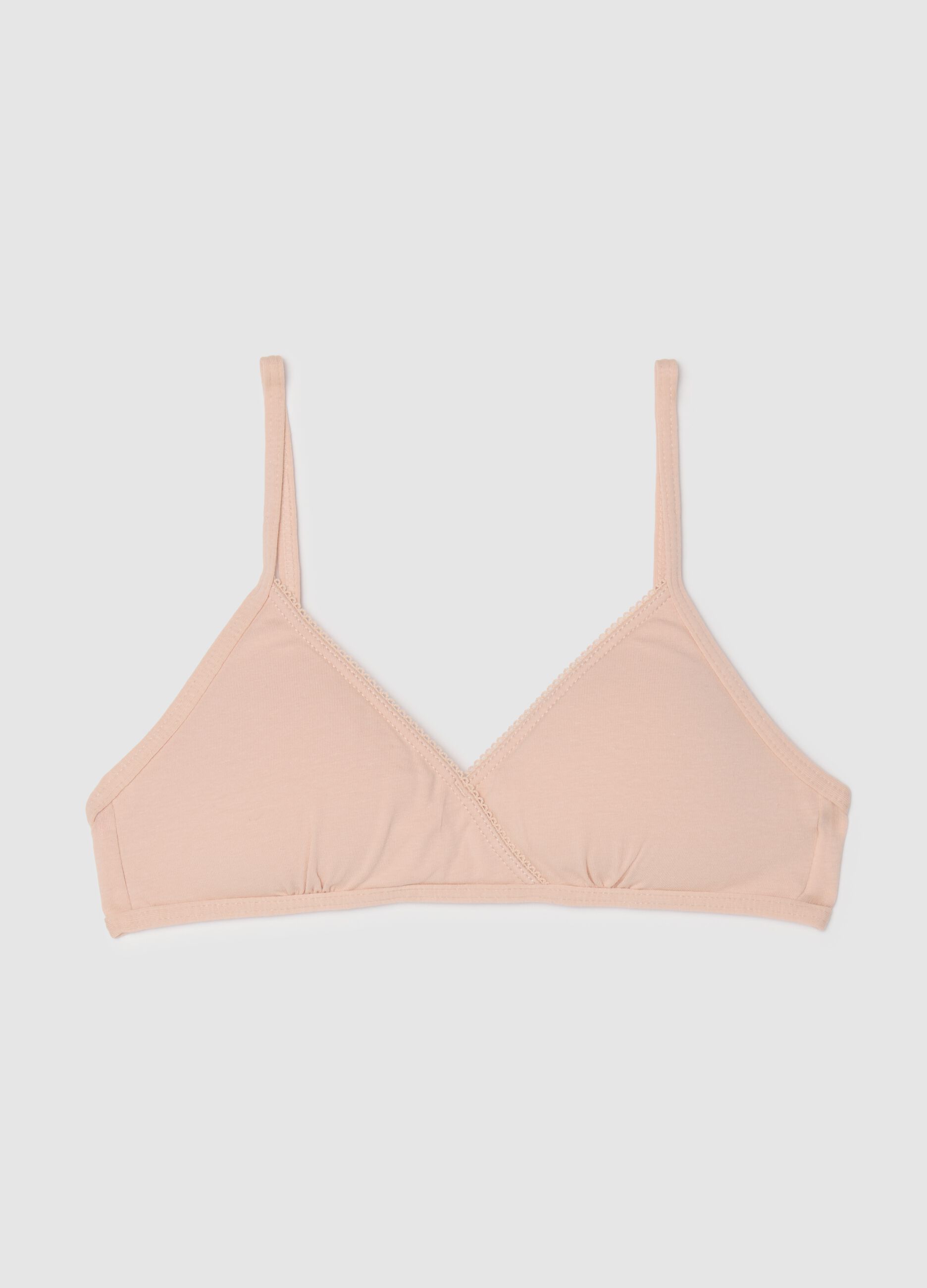 Girls' Beige Stretch Cotton Bra