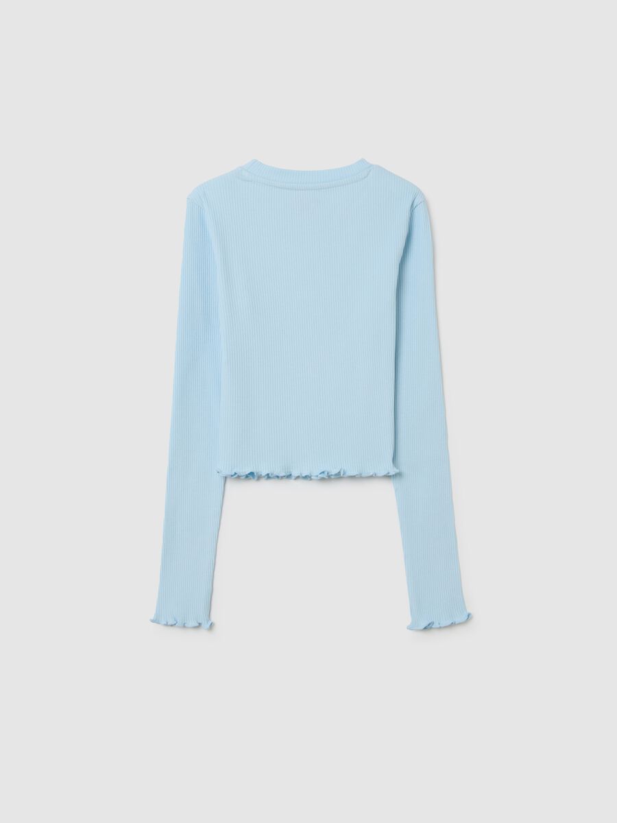 Maglia da ragazza in cotone elasticizzato azzurra regular fit_4
