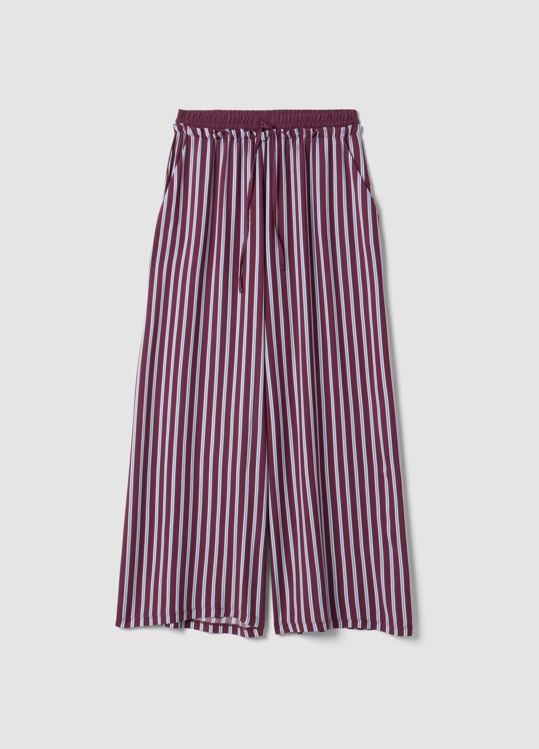 Purple pure viscose striped pyjama trousers
