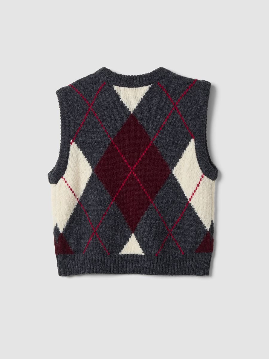 Gilet grigio in misto lana jacquard con girocollo regular fit_2