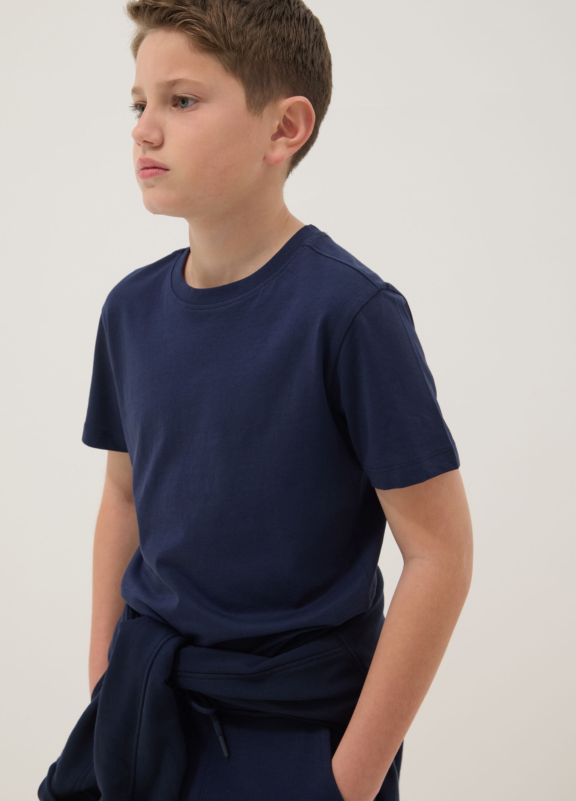 Boys&rsquo; blue pure cotton regular fit T-shirt
