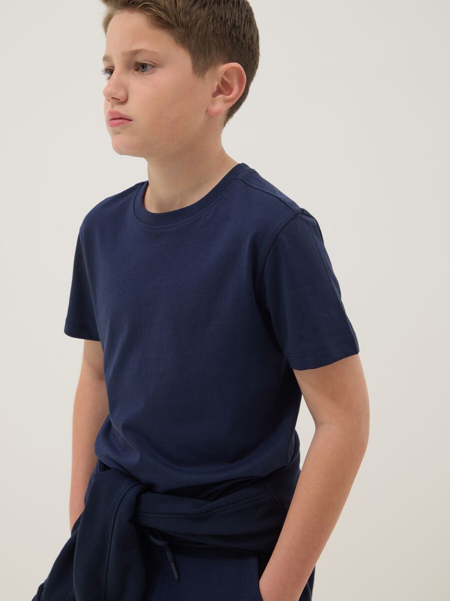 Boys&rsquo; blue pure cotton regular fit T-shirt_1