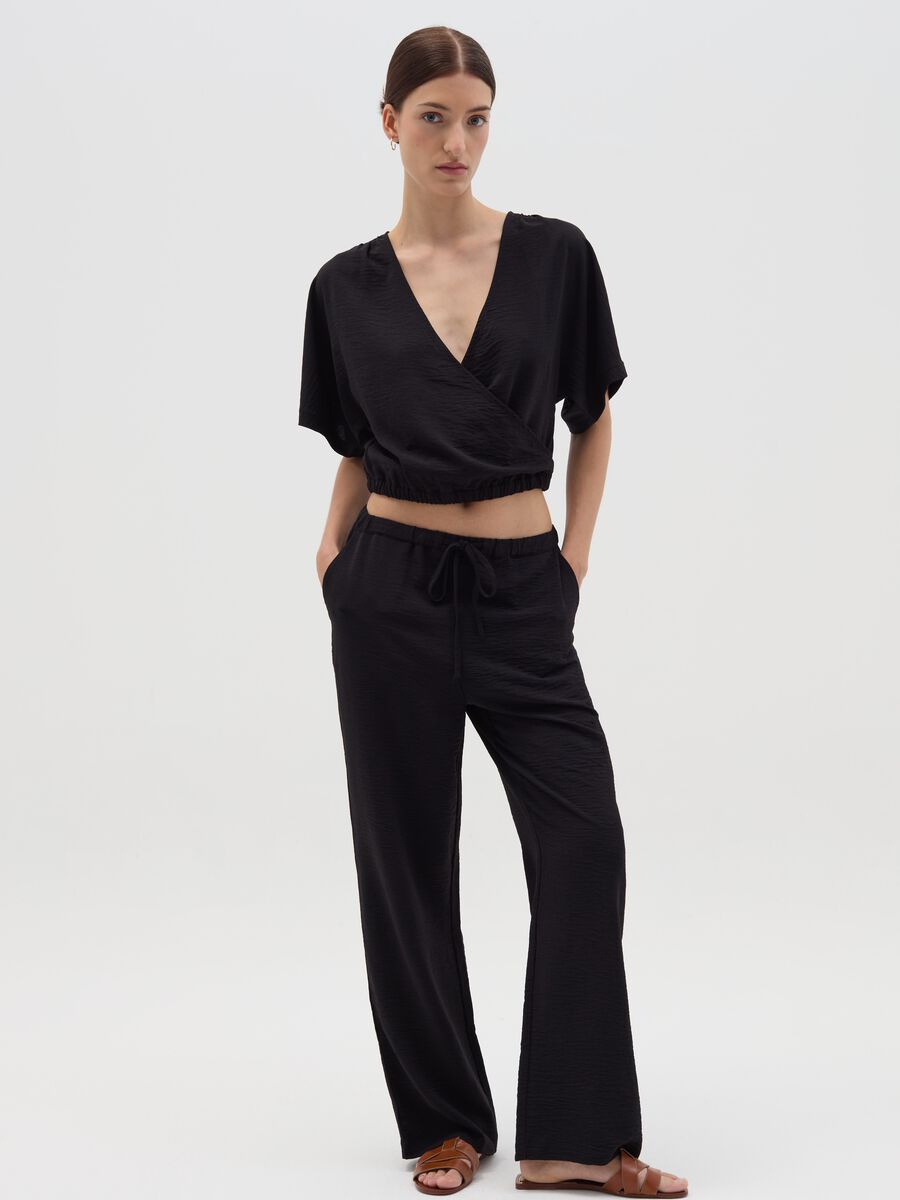 Short black crossover blouse_1