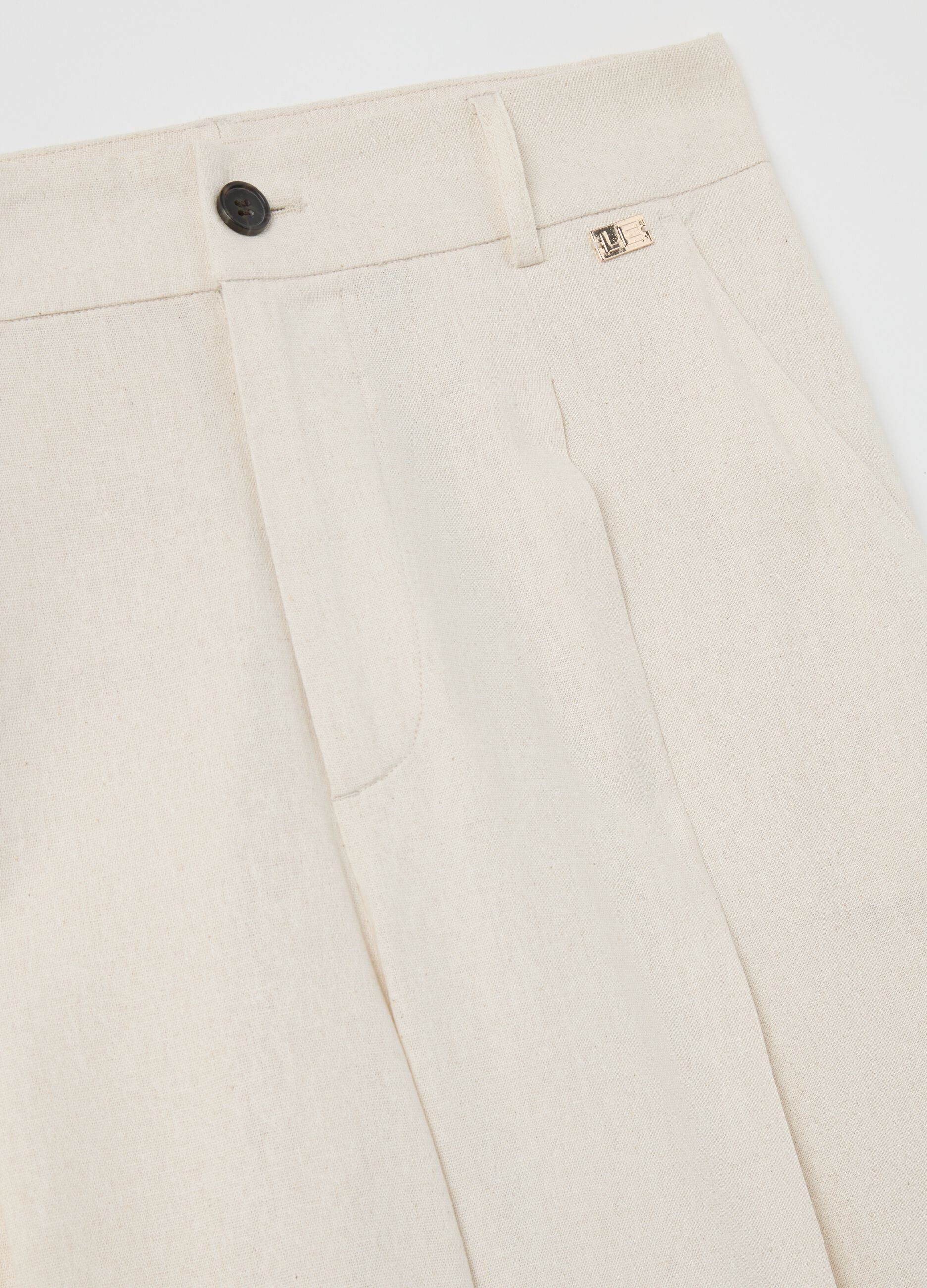 Pantalone chino a gamba larga avorio