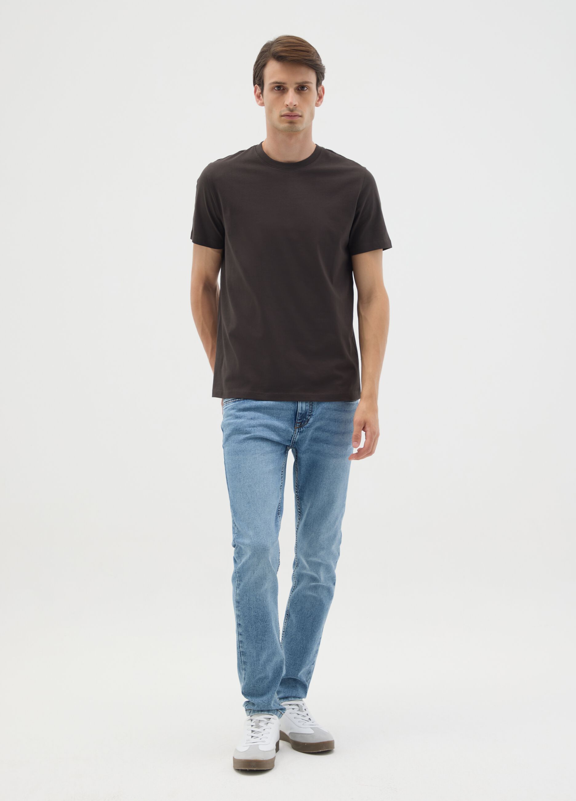 brown pure cotton t-shirt regular fit