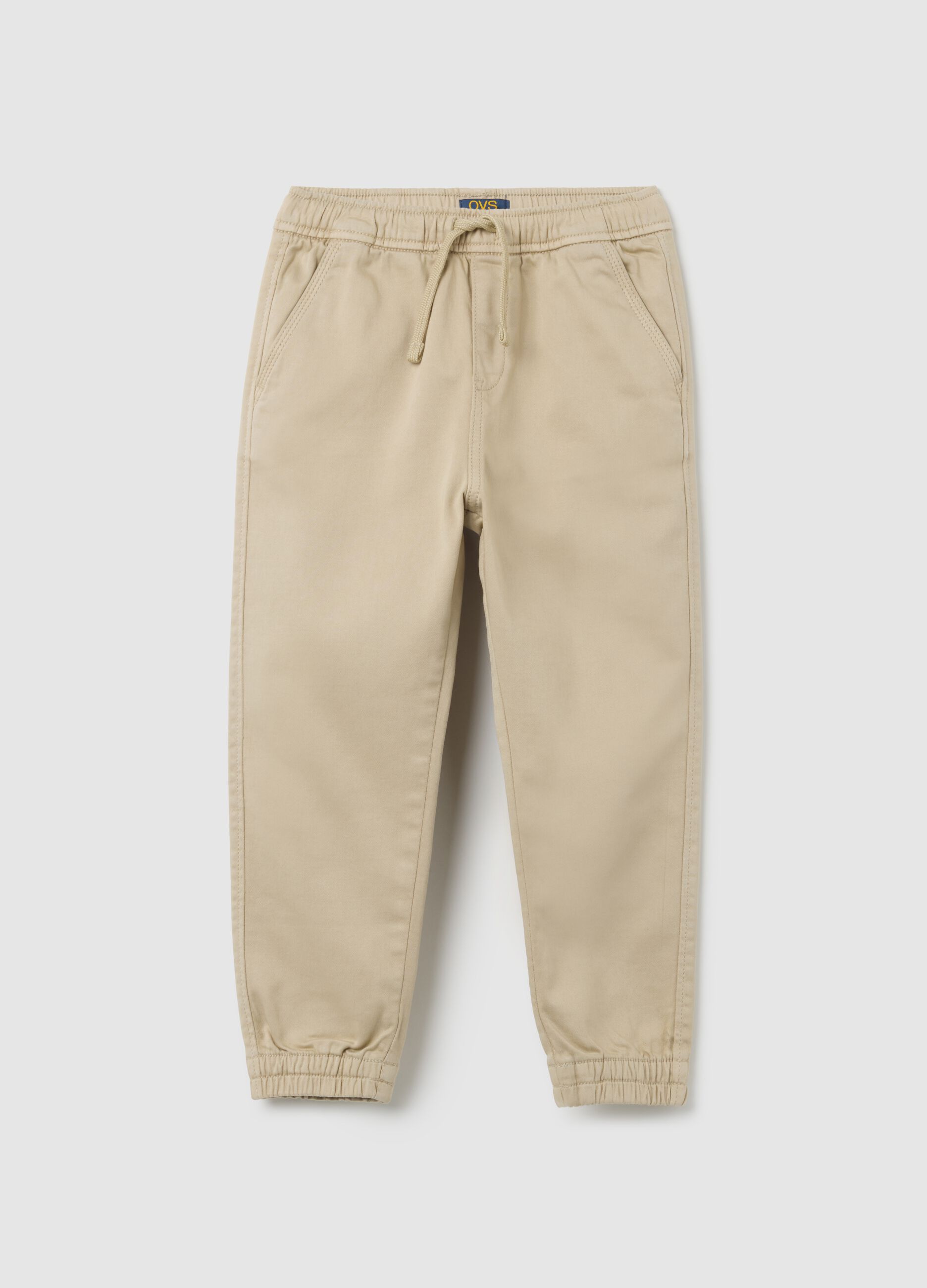 Pantaloni da bambino in cotone beige regular fit