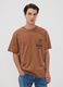 Brown pure cotton Peanuts print T-shirt, relaxed fit_0