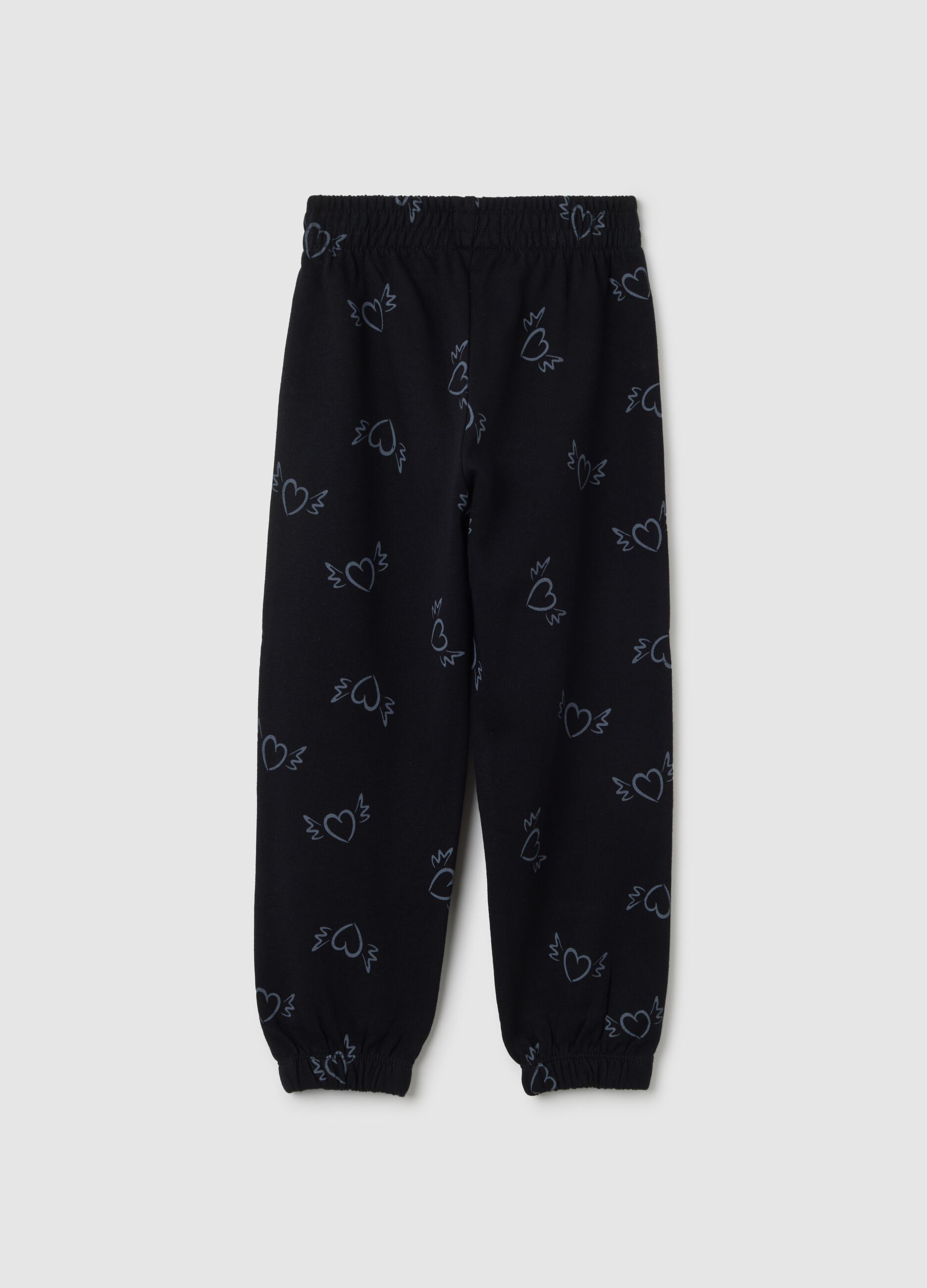 Pantaloni da bambina in puro cotone nero regular fit