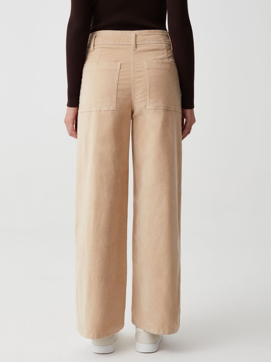 Pantaloni wide leg in velluto stretch_2